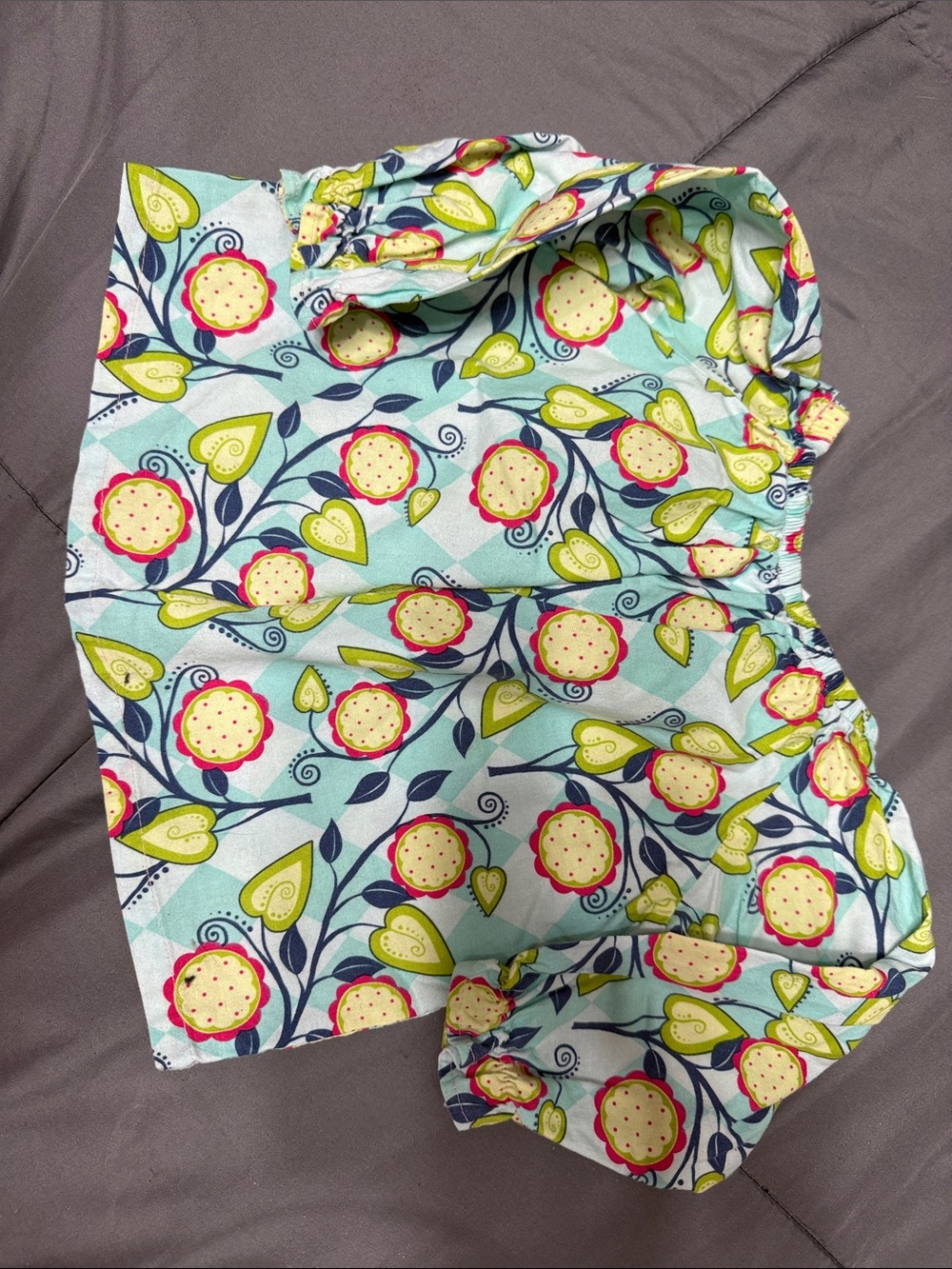 BP Boutique Light Blue Floral Long Sleeve Top with Yellow and Green Accents